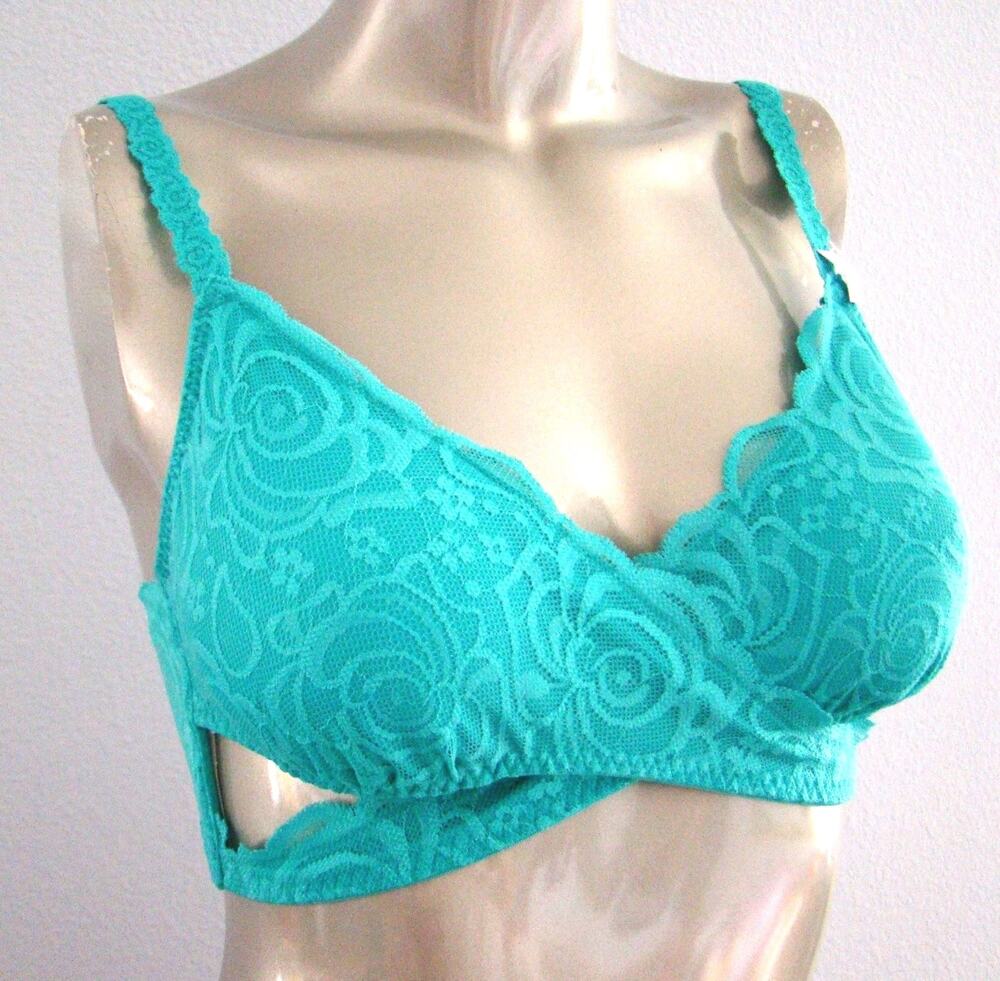 PINK Victoria's Secret Turquoise Rose Lace Body Wrap Bralette Bra Medium